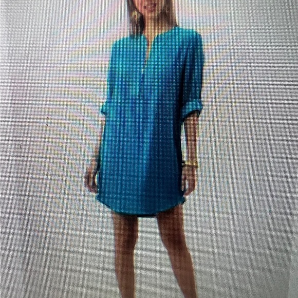 Trina Turk Teal Long Sleeve Dress